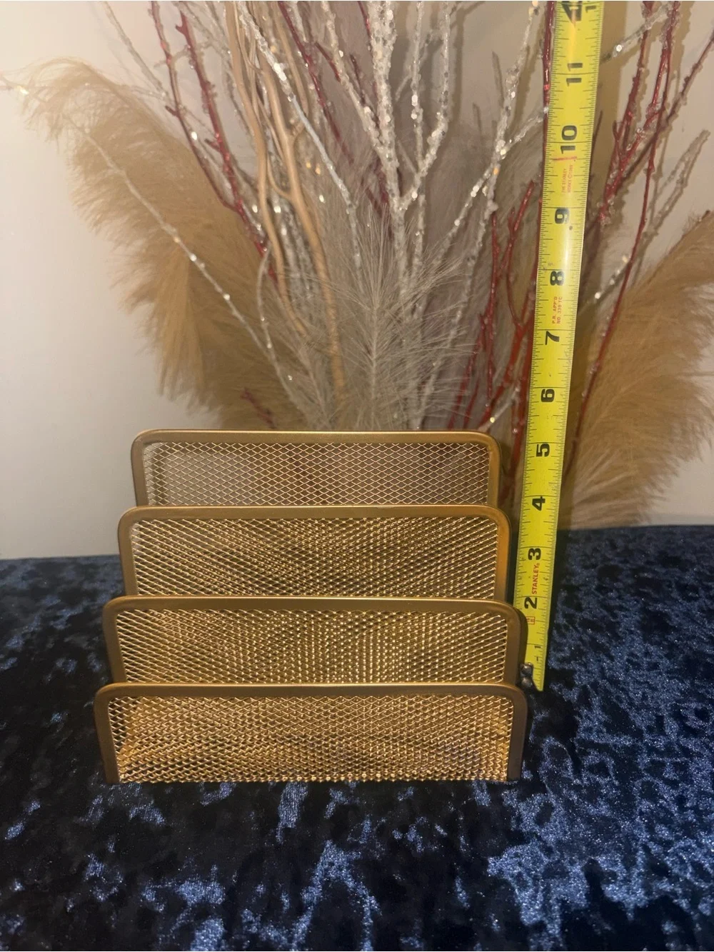 Gold Mesh Letter Organizer - 4-Tier Home Office Sorter